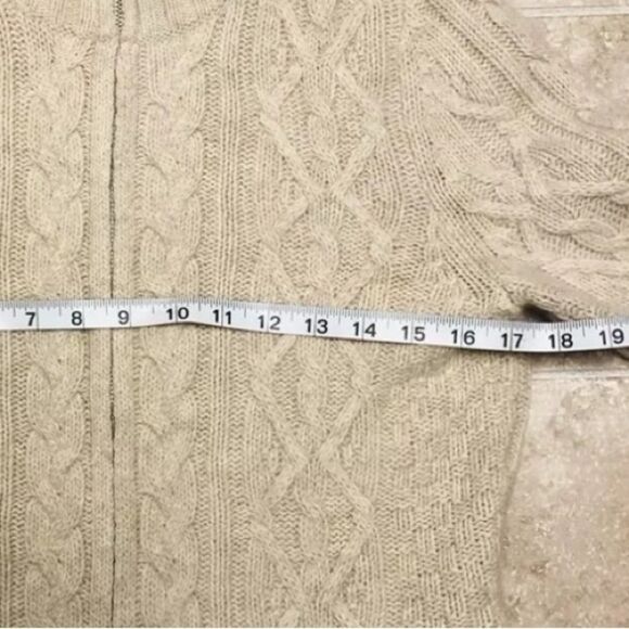Cambridge Dry Goods LAMB WOOL ANGORA Beige tan Cardigan Sweater Full Zip Sz M - Picture 5 of 9